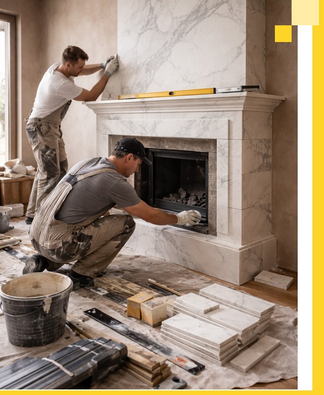 Отделка каминов в Лесне качественные облицовочные работы