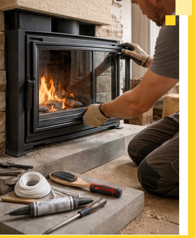 Производство, монтаж и доставка каминов со стеклом в Лесне