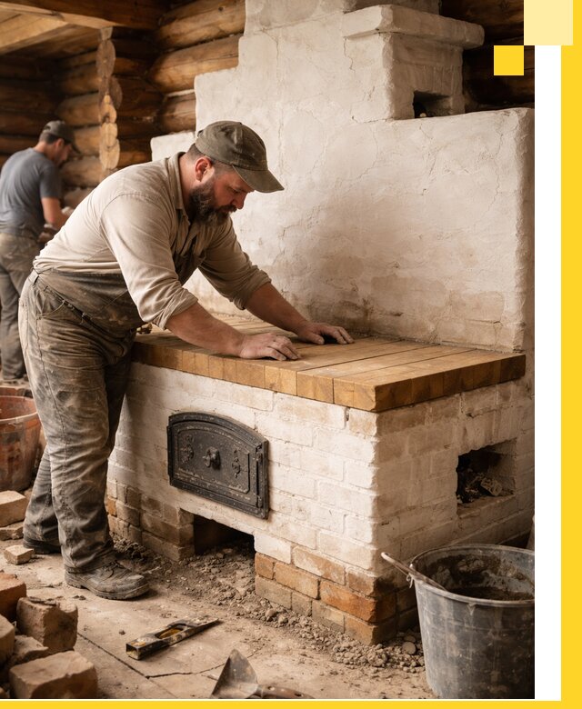 Проектирование и установка русской печи с лежанкой в Лесне