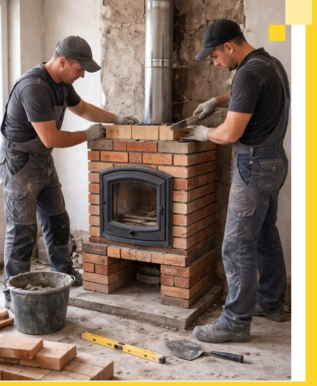 Монтаж печи камина под ключ в Лесне с гарантией и пусконаладкой