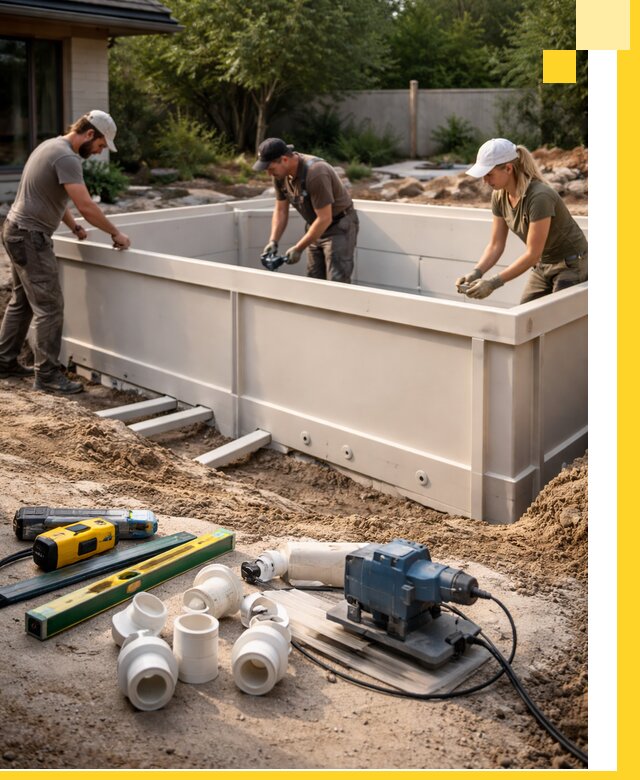 Установка полипропиленовых бассейнов под ключ в Лесне