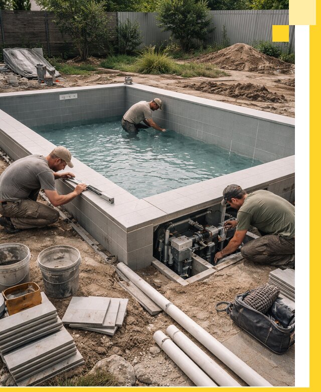 Строительство и монтаж бассейнов для дачи под ключ в Лесне