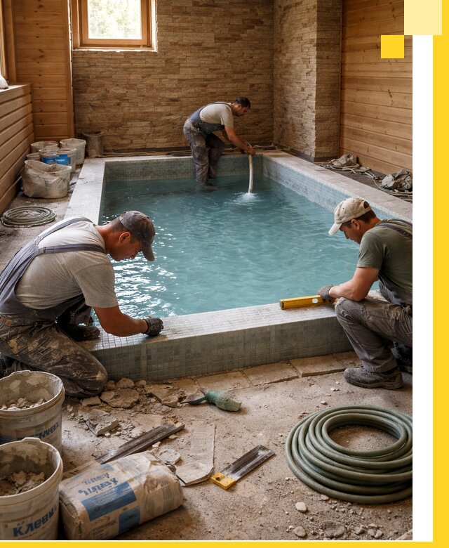 Проектирование и строительство бассейнов для бани в Лесне