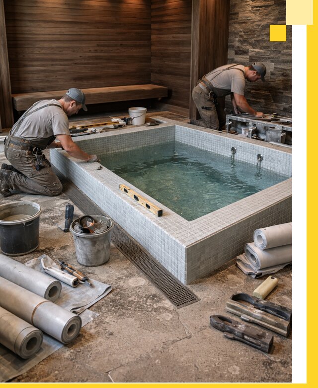 Установка и строительство бассейнов для сауны в Лесне