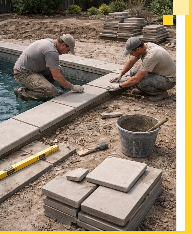 Установка и изготовление копингового камня для бассейнов в Лесне