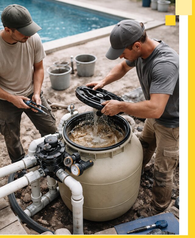 Установка и обслуживание песочных фильтров для бассейнов в Лесне