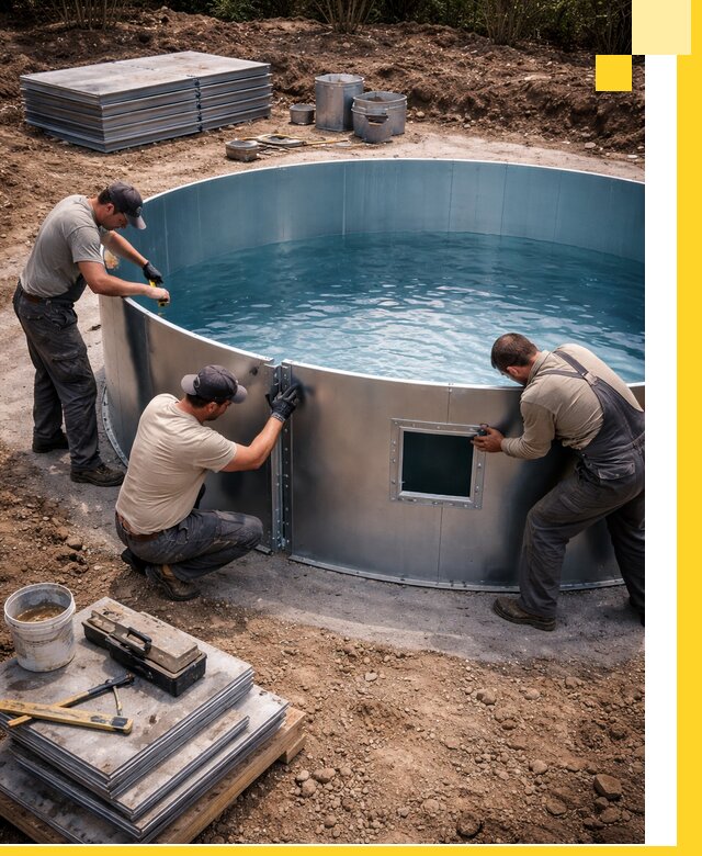 Круглые бассейны под ключ в Лесне проектирование и монтаж