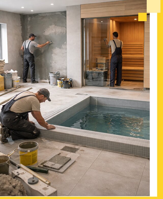 Проектирование и строительство сауны с бассейном в Лесне