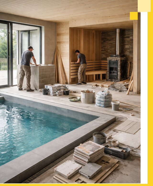 Проектирование и строительство бань с бассейном в Лесне