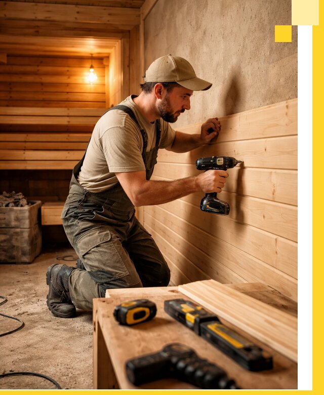 Профессиональная внутренняя отделка бани в Лесне под ключ