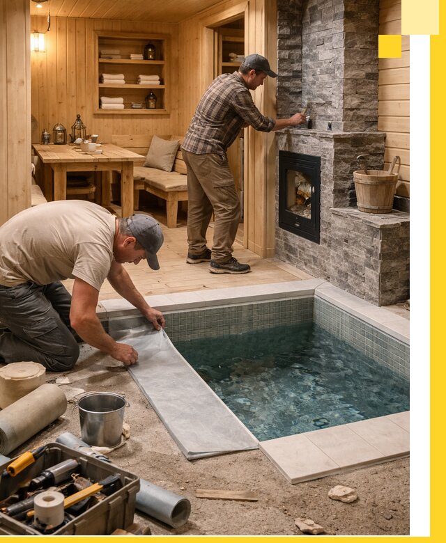 Строительство бань с комнатой отдыха под ключ в Лесне