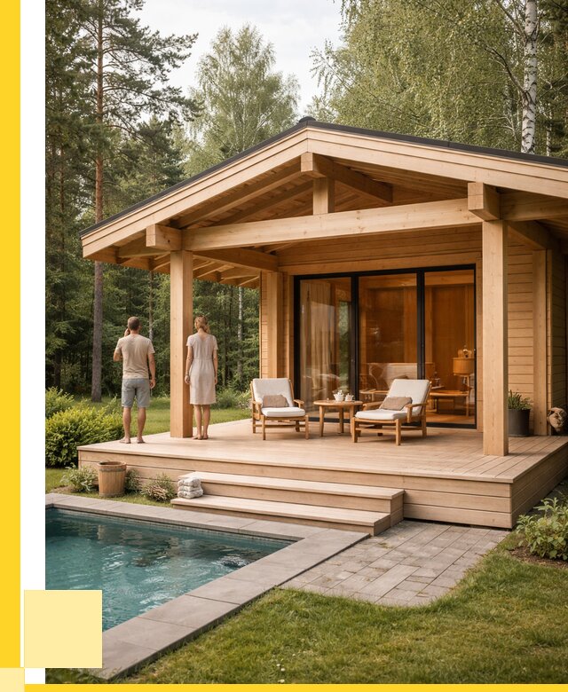 Бани с террасой под ключ в Лесне от 623700 р. | ЭриданЛсн