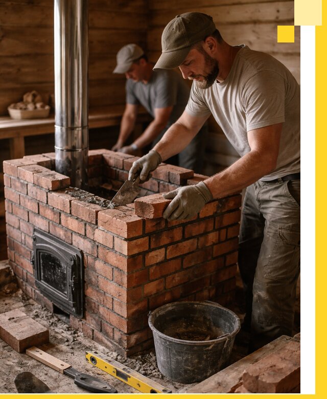 Кирпичные печи для бани под ключ в Лесне, проект и монтаж