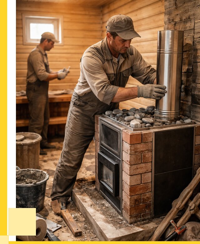 Монтаж печи в бане под ключ в Лесне от 20790 р. | ЭриданЛсн