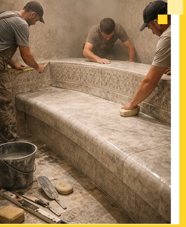 Изготовление и установка сидений для хамама в Лесне